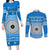 Personalised Fiji Marau Na Kerisimasi Couples Matching Long Sleeve Bodycon Dress and Long Sleeve Button Shirt Merry Christmas Tapa Pattern Blue Style LT9 Red - Polynesian Pride