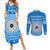 Personalised Fiji Marau Na Kerisimasi Couples Matching Summer Maxi Dress and Long Sleeve Button Shirt Merry Christmas Tapa Pattern Blue Style LT9 Red - Polynesian Pride