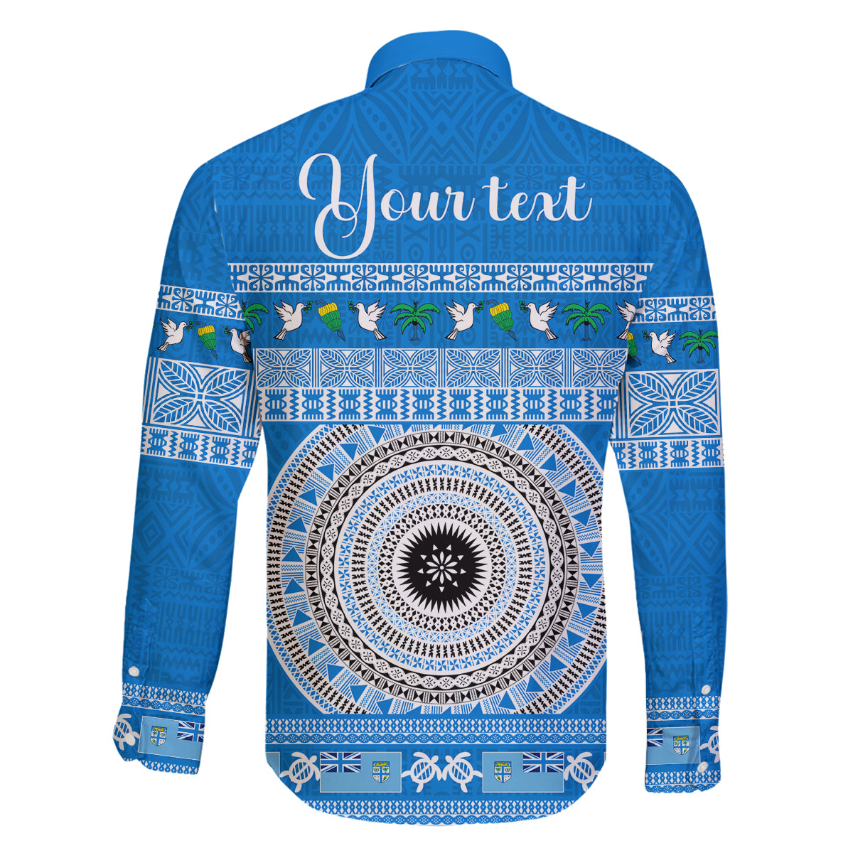 Personalised Fiji Marau Na Kerisimasi Family Matching Long Sleeve Bodycon Dress and Hawaiian Shirt Merry Christmas Tapa Pattern Blue Style LT9 - Polynesian Pride