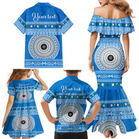 Personalised Fiji Marau Na Kerisimasi Family Matching Mermaid Dress and Hawaiian Shirt Merry Christmas Tapa Pattern Blue Style LT9 - Polynesian Pride