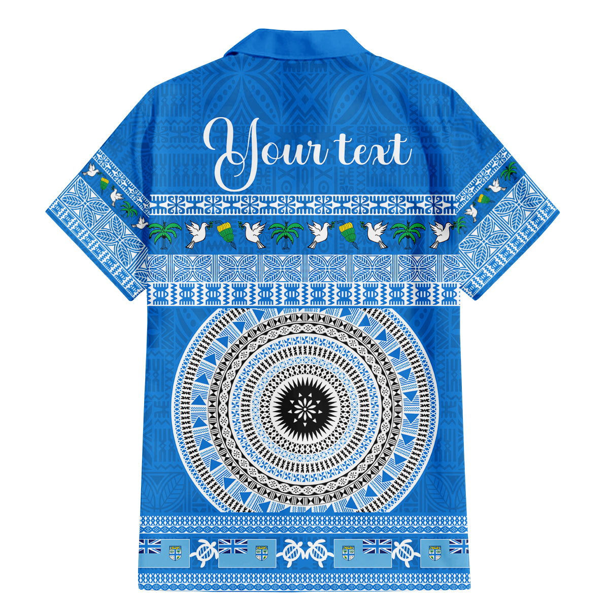 Personalised Fiji Marau Na Kerisimasi Family Matching Mermaid Dress and Hawaiian Shirt Merry Christmas Tapa Pattern Blue Style LT9 - Polynesian Pride