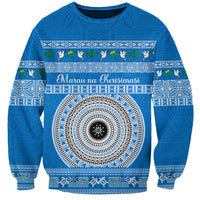 Personalised Fiji Marau Na Kerisimasi Sweatshirt Merry Christmas Tapa Pattern Blue Style LT9 Unisex Red - Polynesian Pride