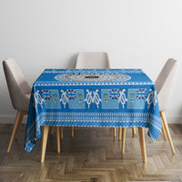 Personalised Fiji Marau Na Kerisimasi Tablecloth Merry Christmas Tapa Pattern Blue Style LT9 - Polynesian Pride