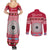 Personalised Fiji Marau Na Kerisimasi Couples Matching Summer Maxi Dress and Long Sleeve Button Shirt Merry Christmas Tapa Pattern Red Style LT9 - Polynesian Pride