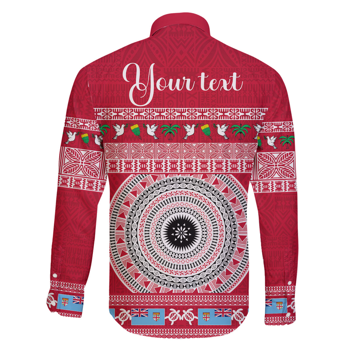 Personalised Fiji Marau Na Kerisimasi Family Matching Long Sleeve Bodycon Dress and Hawaiian Shirt Merry Christmas Tapa Pattern Red Style LT9 - Polynesian Pride