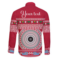 Personalised Fiji Marau Na Kerisimasi Family Matching Mermaid Dress and Hawaiian Shirt Merry Christmas Tapa Pattern Red Style LT9 - Polynesian Pride