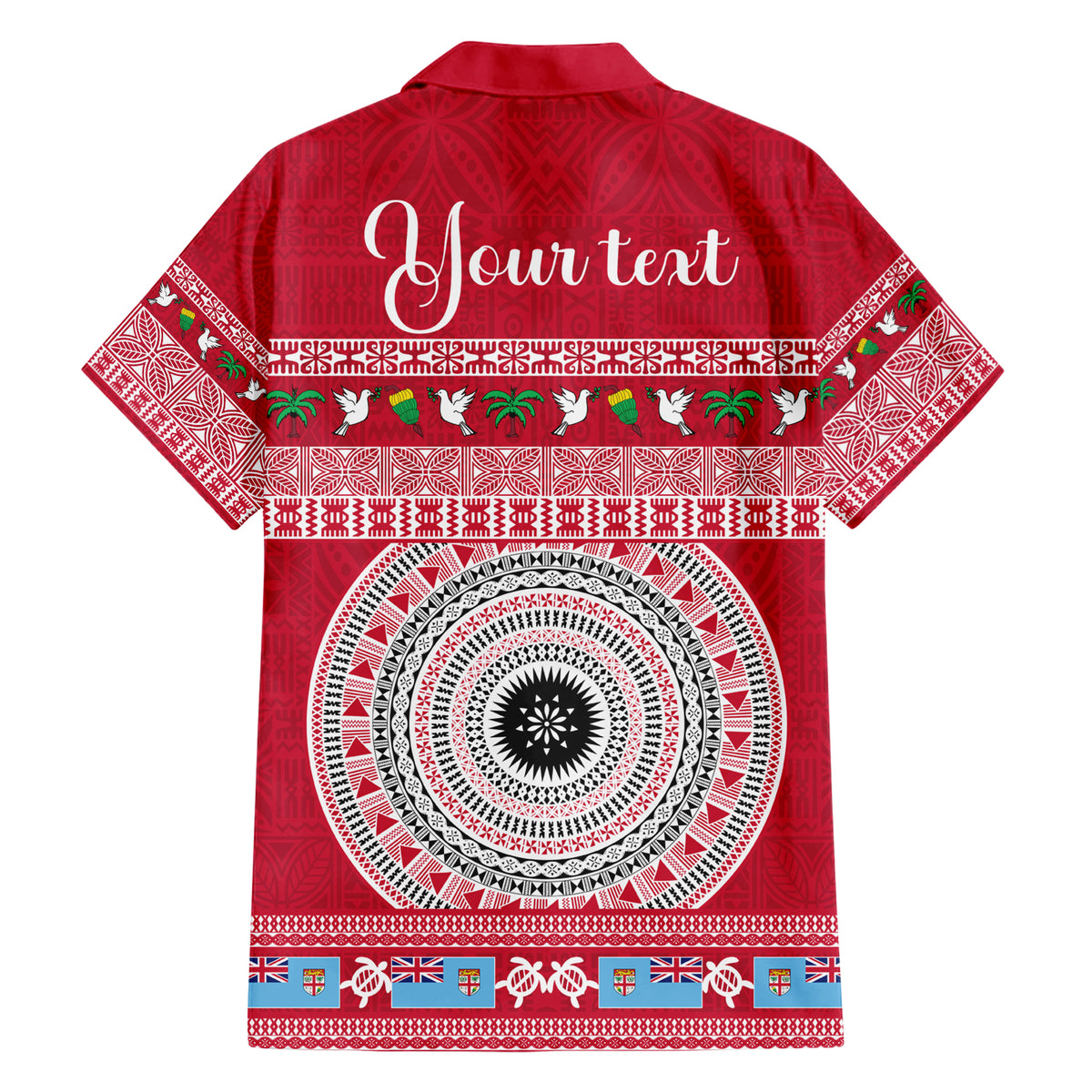 Personalised Fiji Marau Na Kerisimasi Family Matching Short Sleeve Bodycon Dress and Hawaiian Shirt Merry Christmas Tapa Pattern Red Style LT9 - Polynesian Pride