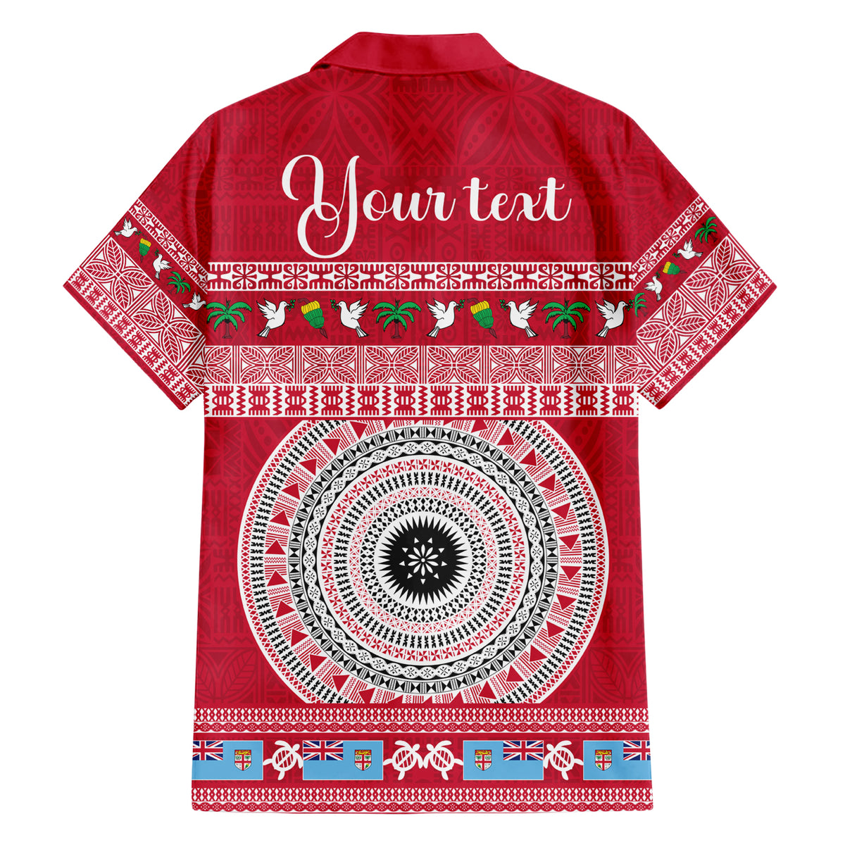Personalised Fiji Marau Na Kerisimasi Hawaiian Shirt Merry Christmas Tapa Pattern Red Style LT9 - Polynesian Pride