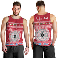Personalised Fiji Marau Na Kerisimasi Men Tank Top Merry Christmas Tapa Pattern Red Style LT9 - Polynesian Pride