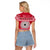 Personalised Fiji Marau Na Kerisimasi Raglan Cropped T Shirt Merry Christmas Tapa Pattern Red Style LT9 - Polynesian Pride