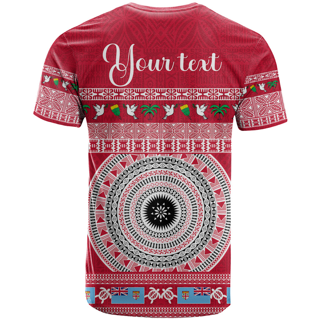 Personalised Fiji Marau Na Kerisimasi T Shirt Merry Christmas Tapa Pattern Red Style LT9 - Polynesian Pride