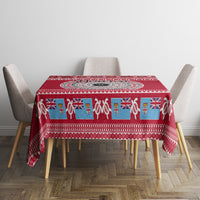 Personalised Fiji Marau Na Kerisimasi Tablecloth Merry Christmas Tapa Pattern Red Style LT9 - Polynesian Pride