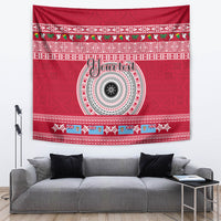 Personalised Fiji Marau Na Kerisimasi Tapestry Merry Christmas Tapa Pattern Red Style LT9 - Polynesian Pride