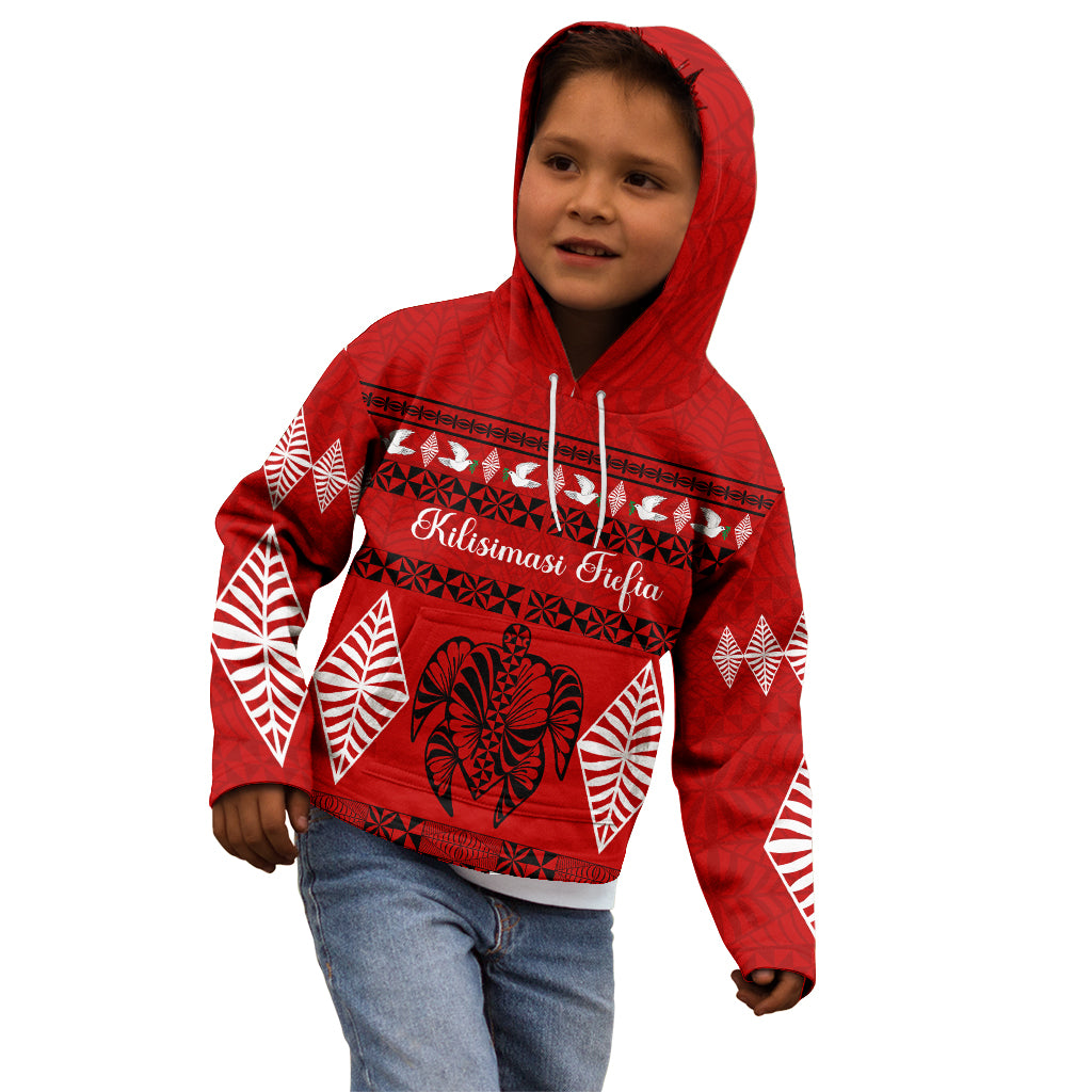 Personalised Tonga Kilisimasi Fiefia Kid Hoodie Merry Christmas with Turtle Ngatu Pattern LT9 - Polynesian Pride