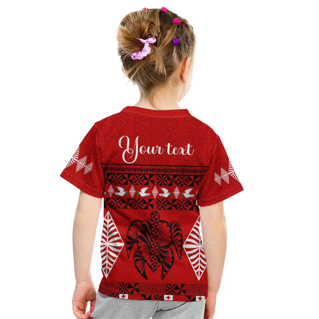Personalised Tonga Kilisimasi Fiefia Kid T Shirt Merry Christmas with Turtle Ngatu Pattern LT9 - Polynesian Pride