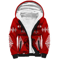 Personalised Tonga Kilisimasi Fiefia Sherpa Hoodie Merry Christmas with Turtle Ngatu Pattern LT9 Unisex Red - Polynesian Pride