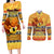 PNG Hamamas Krismas Couples Matching Long Sleeve Bodycon Dress and Long Sleeve Button Shirt Papua New Guinea Bird Of Paradise Merry Christmas Gold Style LT9 Gold - Polynesian Pride