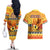 PNG Hamamas Krismas Couples Matching Off The Shoulder Long Sleeve Dress and Hawaiian Shirt Papua New Guinea Bird Of Paradise Merry Christmas Gold Style LT9 - Polynesian Pride