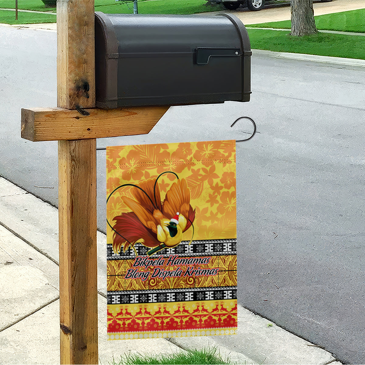 PNG Hamamas Krismas Garden Flag Papua New Guinea Bird Of Paradise Merry Christmas Gold Style LT9 - Polynesian Pride