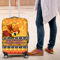 PNG Hamamas Krismas Luggage Cover Papua New Guinea Bird Of Paradise Merry Christmas Gold Style LT9 Gold - Polynesian Pride