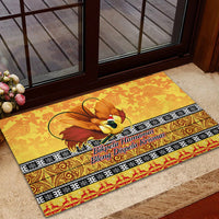 PNG Hamamas Krismas Rubber Doormat Papua New Guinea Bird Of Paradise Merry Christmas Gold Style LT9 - Polynesian Pride