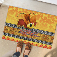 PNG Hamamas Krismas Rubber Doormat Papua New Guinea Bird Of Paradise Merry Christmas Gold Style LT9 - Polynesian Pride