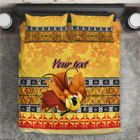 Personalised PNG Hamamas Krismas Bedding Set Papua New Guinea Bird Of Paradise Merry Christmas Gold Style LT9 Gold - Polynesian Pride