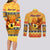 Personalised PNG Hamamas Krismas Couples Matching Long Sleeve Bodycon Dress and Long Sleeve Button Shirt Papua New Guinea Bird Of Paradise Merry Christmas Gold Style LT9 - Polynesian Pride