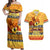 Personalised PNG Hamamas Krismas Couples Matching Off Shoulder Maxi Dress and Hawaiian Shirt Papua New Guinea Bird Of Paradise Merry Christmas Gold Style LT9 Gold - Polynesian Pride
