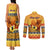 Personalised PNG Hamamas Krismas Couples Matching Tank Maxi Dress and Long Sleeve Button Shirt Papua New Guinea Bird Of Paradise Merry Christmas Gold Style LT9 - Polynesian Pride