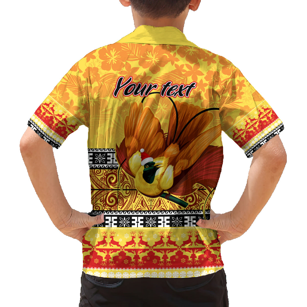 Personalised PNG Hamamas Krismas Family Matching Puletasi Dress and Hawaiian Shirt Papua New Guinea Bird Of Paradise Merry Christmas Gold Style LT9 - Polynesian Pride