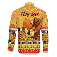 Personalised PNG Hamamas Krismas Family Matching Short Sleeve Bodycon Dress and Hawaiian Shirt Papua New Guinea Bird Of Paradise Merry Christmas Gold Style LT9 - Polynesian Pride