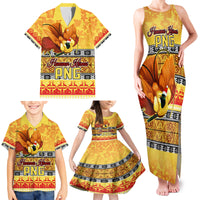 Personalised PNG Hamamas Krismas Family Matching Tank Maxi Dress and Hawaiian Shirt Papua New Guinea Bird Of Paradise Merry Christmas Gold Style LT9 - Polynesian Pride