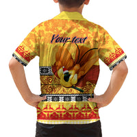 Personalised PNG Hamamas Krismas Kid Hawaiian Shirt Papua New Guinea Bird Of Paradise Merry Christmas Gold Style LT9 - Polynesian Pride