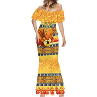 Personalised PNG Hamamas Krismas Mermaid Dress Papua New Guinea Bird Of Paradise Merry Christmas Gold Style LT9 - Polynesian Pride