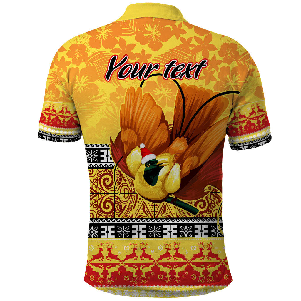 Personalised PNG Hamamas Krismas Polo Shirt Papua New Guinea Bird Of Paradise Merry Christmas Gold Style LT9 - Polynesian Pride