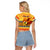 Personalised PNG Hamamas Krismas Raglan Cropped T Shirt Papua New Guinea Bird Of Paradise Merry Christmas Gold Style LT9 - Polynesian Pride
