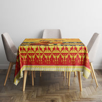 Personalised PNG Hamamas Krismas Tablecloth Papua New Guinea Bird Of Paradise Merry Christmas Gold Style LT9 - Polynesian Pride
