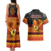 PNG Hamamas Krismas Couples Matching Tank Maxi Dress and Hawaiian Shirt Papua New Guinea Bird Of Paradise Merry Christmas Black Style LT9 - Polynesian Pride