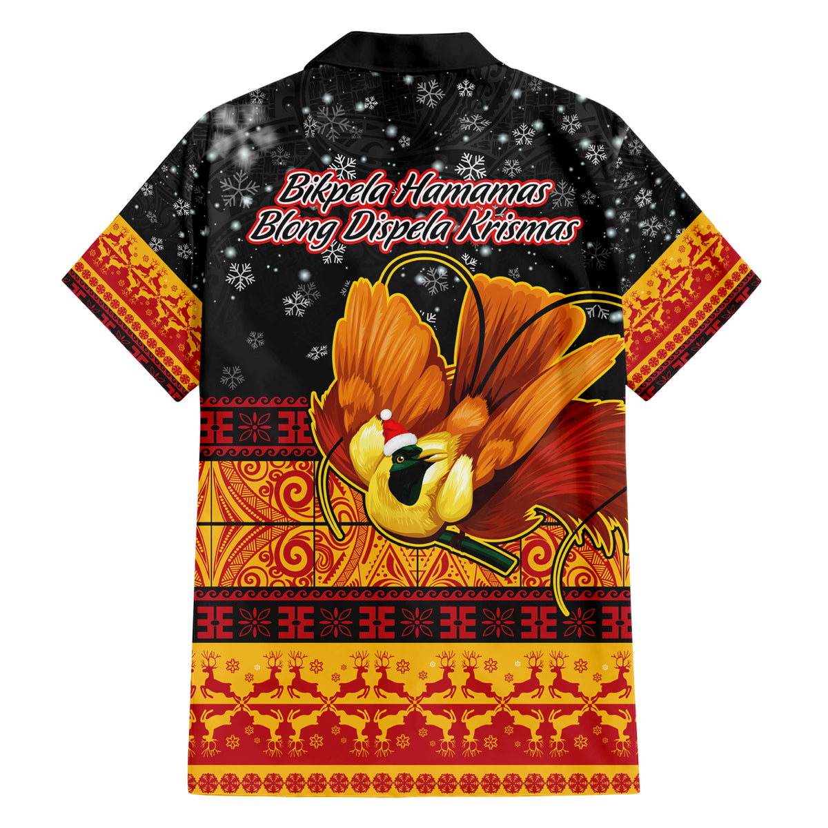 PNG Hamamas Krismas Hawaiian Shirt Papua New Guinea Bird Of Paradise Merry Christmas Black Style LT9 - Polynesian Pride