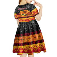 PNG Hamamas Krismas Kid Short Sleeve Dress Papua New Guinea Bird Of Paradise Merry Christmas Black Style LT9 - Polynesian Pride