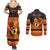 Personalised PNG Hamamas Krismas Couples Matching Summer Maxi Dress and Long Sleeve Button Shirt Papua New Guinea Bird Of Paradise Merry Christmas Black Style LT9 - Polynesian Pride