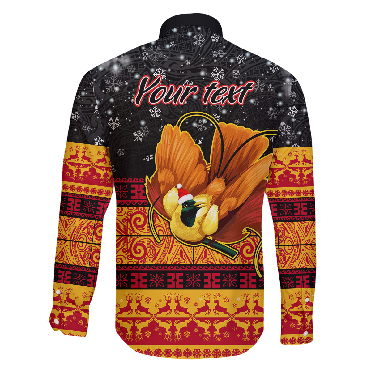 Personalised PNG Hamamas Krismas Family Matching Tank Maxi Dress and Hawaiian Shirt Papua New Guinea Bird Of Paradise Merry Christmas Black Style LT9 - Polynesian Pride
