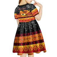 Personalised PNG Hamamas Krismas Kid Short Sleeve Dress Papua New Guinea Bird Of Paradise Merry Christmas Black Style LT9 - Polynesian Pride