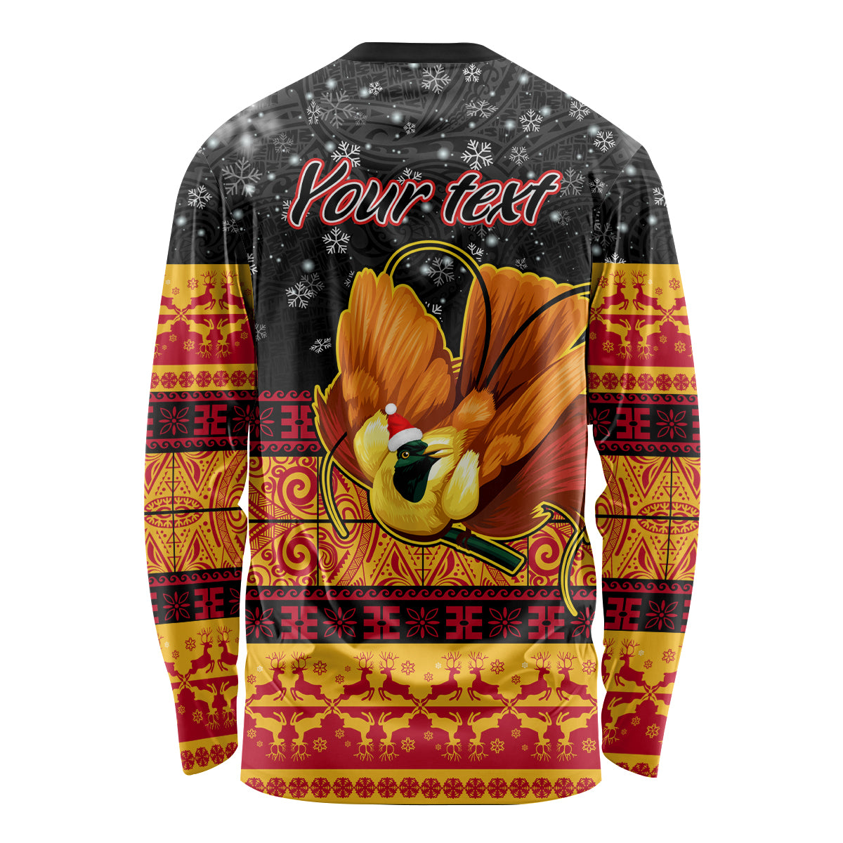 Personalised PNG Hamamas Krismas Long Sleeve Shirt Papua New Guinea Bird Of Paradise Merry Christmas Black Style LT9 - Polynesian Pride