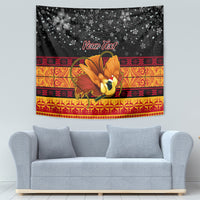 Personalised PNG Hamamas Krismas Tapestry Papua New Guinea Bird Of Paradise Merry Christmas Black Style LT9 - Polynesian Pride