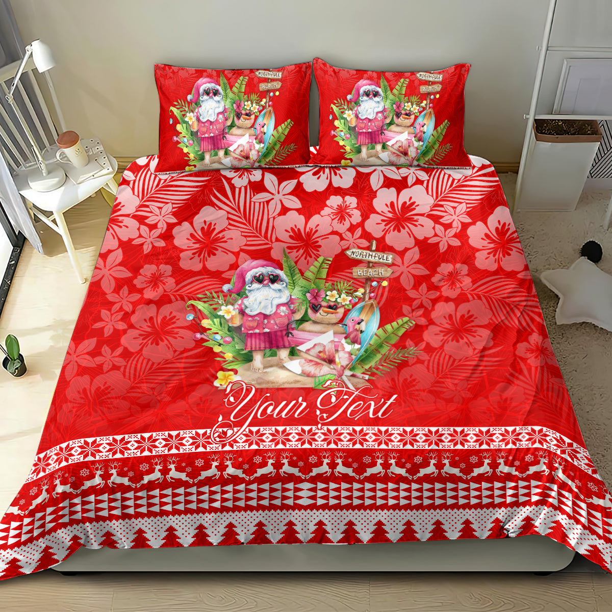 Personalised Hawaii Mele Kalikimaka Bedding Set Santa Beach Merry Christmas LT9 - Polynesian Pride