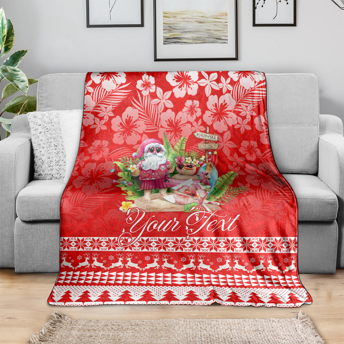Personalised Hawaii Mele Kalikimaka Blanket Santa Beach Merry Christmas LT9 - Polynesian Pride