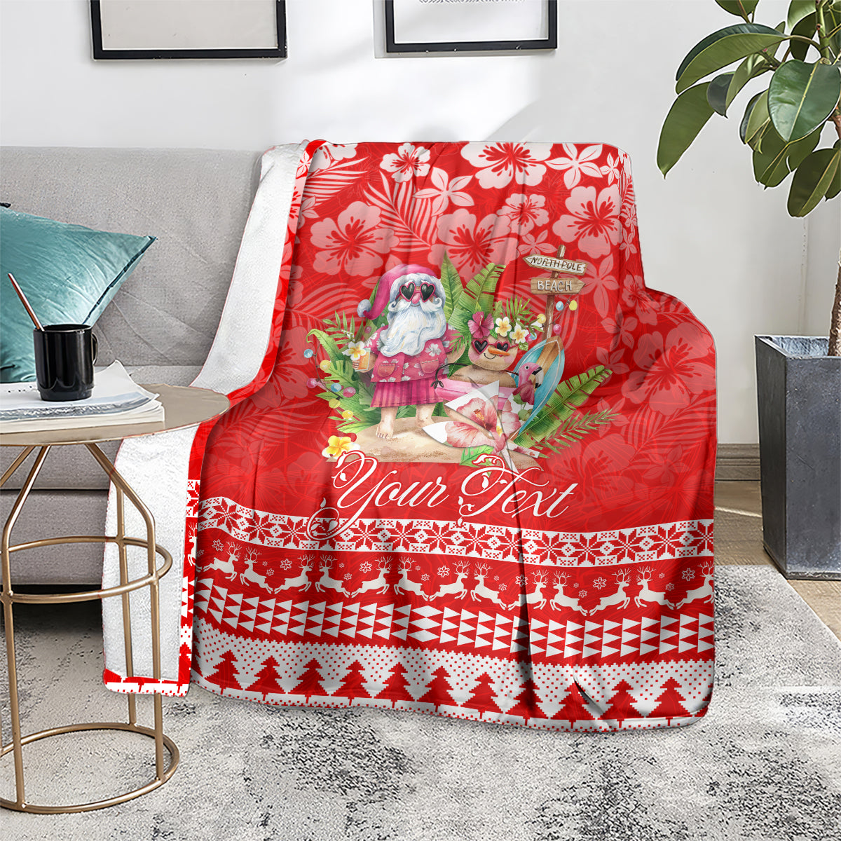 Personalised Hawaii Mele Kalikimaka Blanket Santa Beach Merry Christmas LT9 - Polynesian Pride