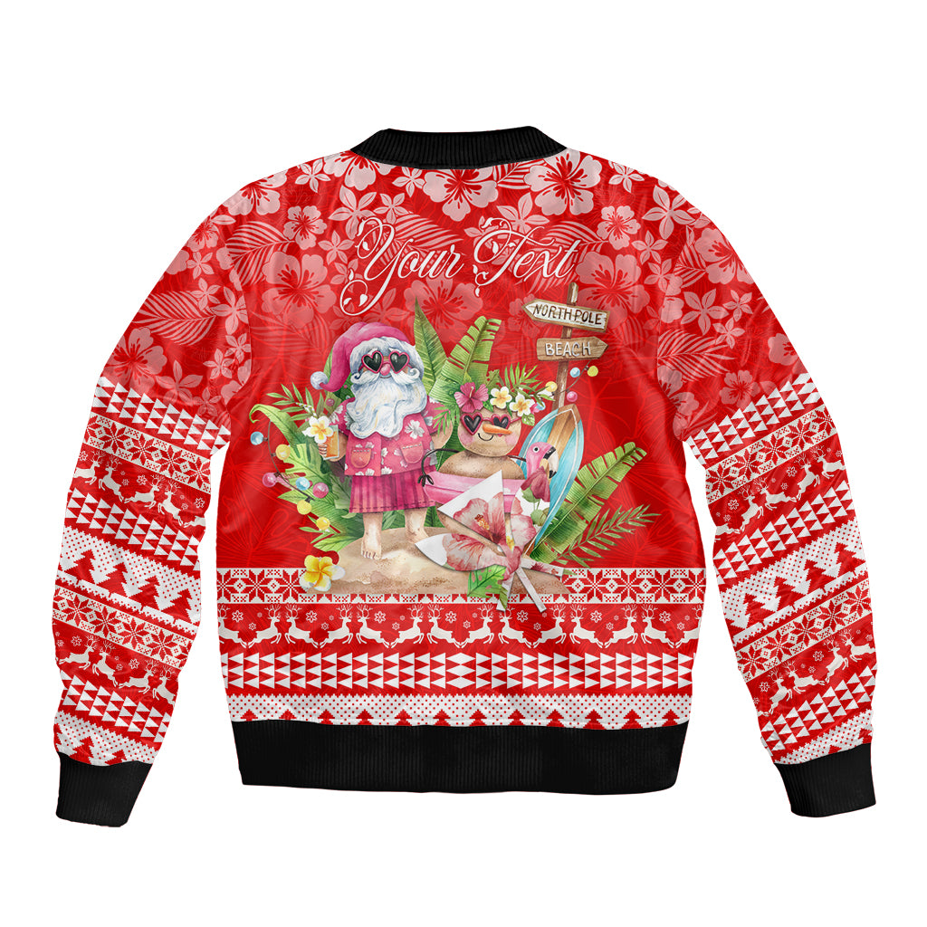 Personalised Hawaii Mele Kalikimaka Bomber Jacket Santa Beach Merry Christmas LT9 - Polynesian Pride